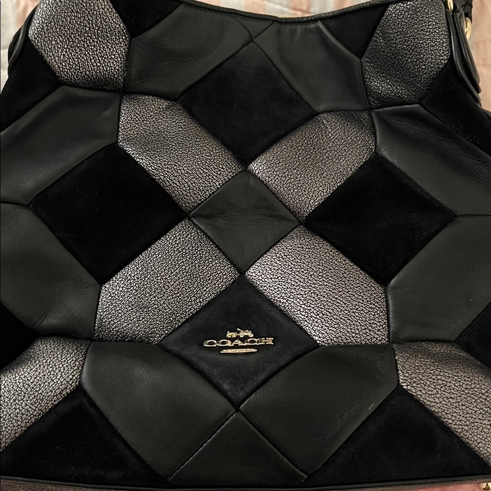 Coach Black Patchwork Leather Shoulder Bag - Picture 9 of 15